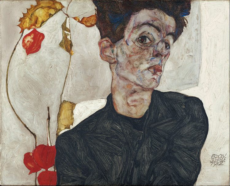 Galeria obrazów Egona Schiele: Galeria obrazow Egona Schiele: Autoportret z chinską garliczka, egona schiele galeria sztuki